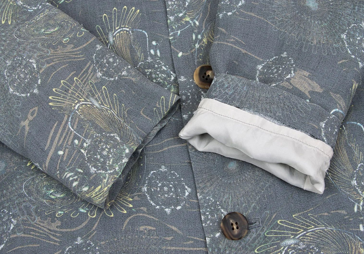 Issey Miyake Cyber Print Linen-Poly Summer Coat in Light Gray M Size US M / EU 48-50 / 2 - 6 Thumbnail