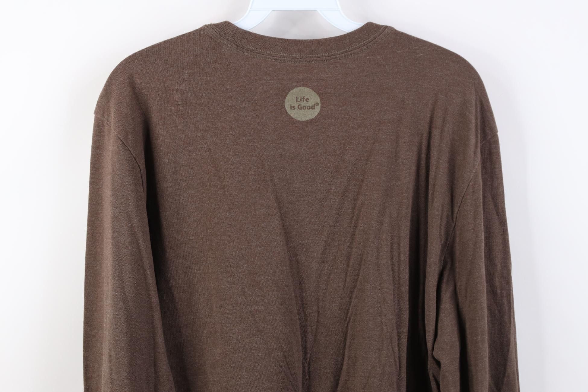 Life is Good Life Is Good Dog Long Sleeve T-Shirt Heather Brown Cotton Size US M / EU 48-50 / 2 - 12 Thumbnail