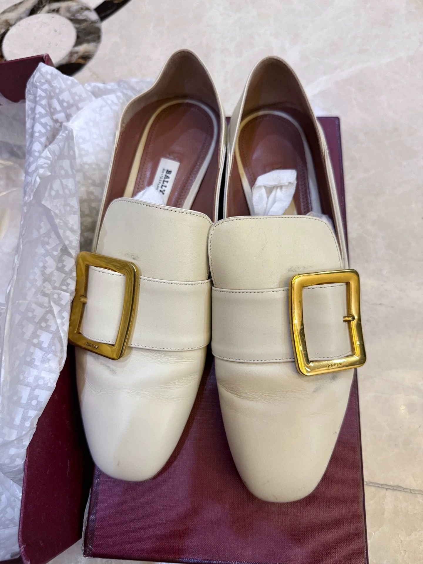 Bally Bally White Square Buckle Loafer 39 EU Authentic With Box Size US 8.5 / IT 38.5 - 6 Thumbnail