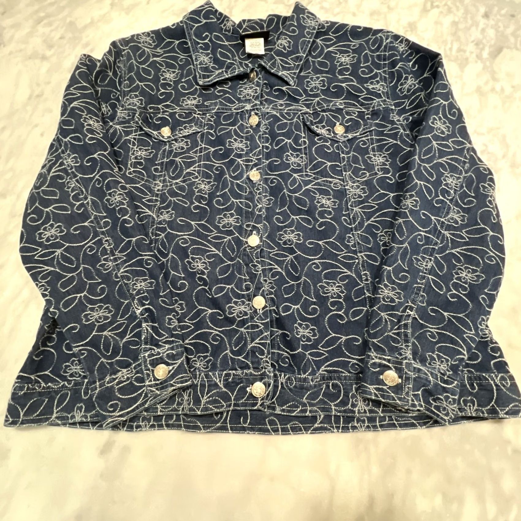 Vintage VINTAGE Circle T Roughrider Shirt Top Shacket XL Floral Embroidery Cotton Blue Western Men/Women? Size XL / US 12-14 / IT 48-50 - 3 Thumbnail