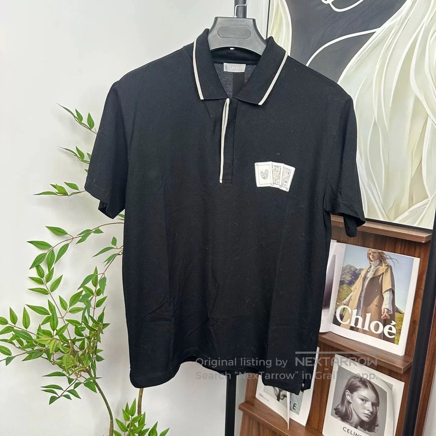 Japanese Brand DIOR x KENNY SCHARF Black Poker Print Polo Tee. Size US M / EU 48-50 / 2 - 2 Thumbnail