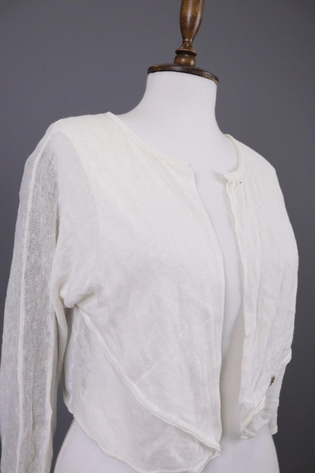 Designer Cop.Copine White Cache Open Lightweight Cardigan Size L Size L / US 10 / IT 46 - 6 Thumbnail