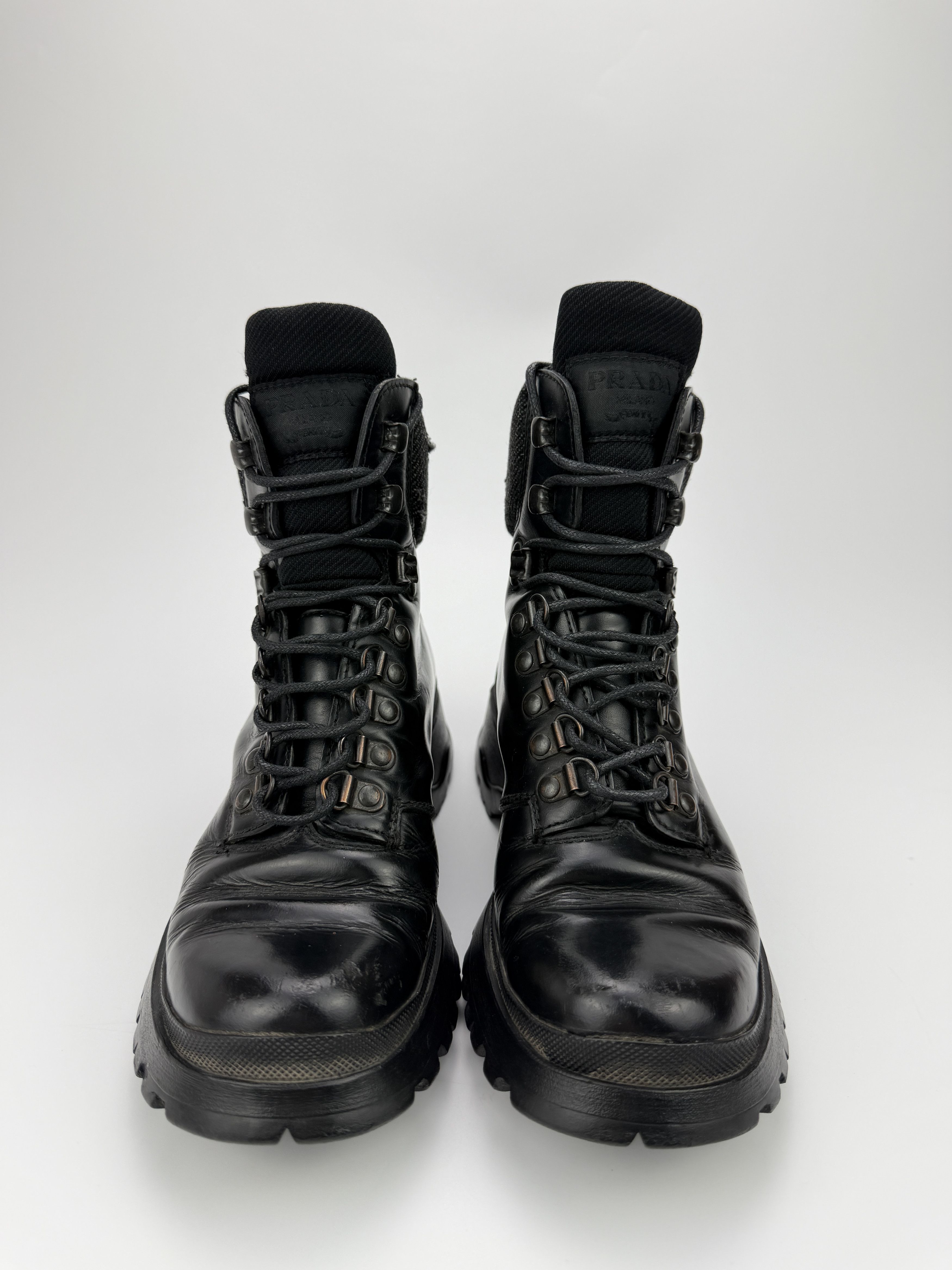 Prada Vintage Prada Vibram Heavy Leather Military Ankle Boots Size US 6 / IT 36 - 8 Thumbnail