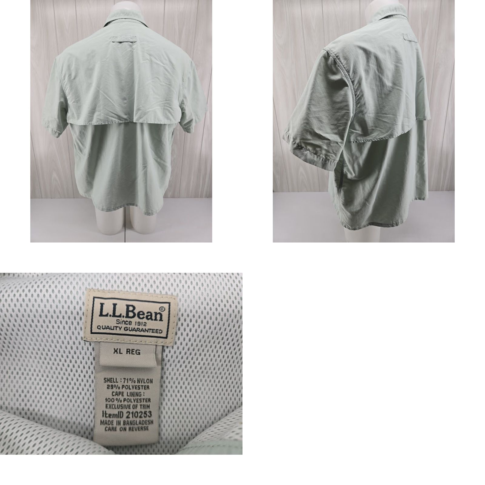 Vintage VINTAGE LL Bean Vented Camp Shirt XL REG Short Sleeve Teal Sea Green Nylon Blend Outdoor Size US XL / EU 56 / 4 - 8 Thumbnail