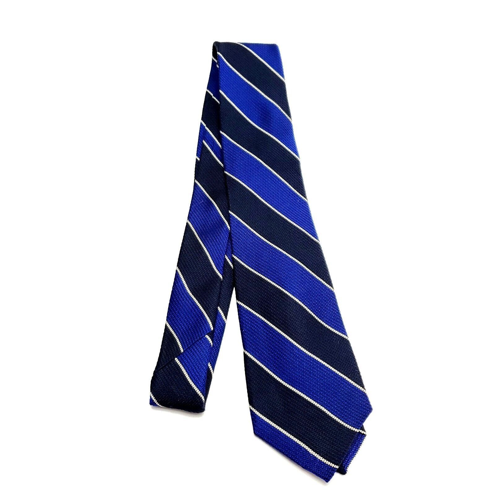 Paul Fredrick Paul Fredrick Blue Silk Tie Woven Striped Size ONE SIZE - 7 Thumbnail