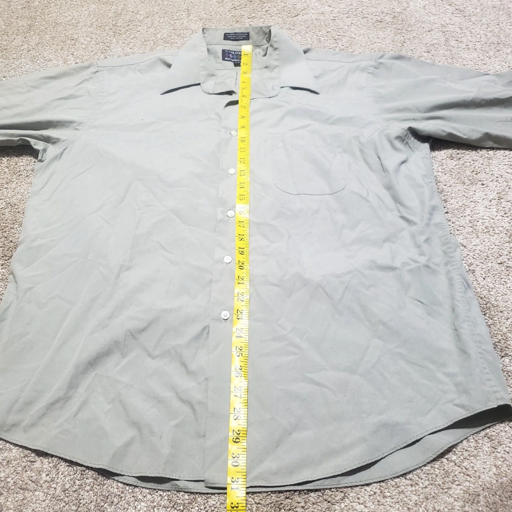 Alexander Julian Colours by Alexander Julian Shirt Mens XL Gray Solid Button Up 17 Colorful Button-Up Long Sleeve Cotton Dress Shirt Size US XL / EU 56 / 4 - 6 Thumbnail