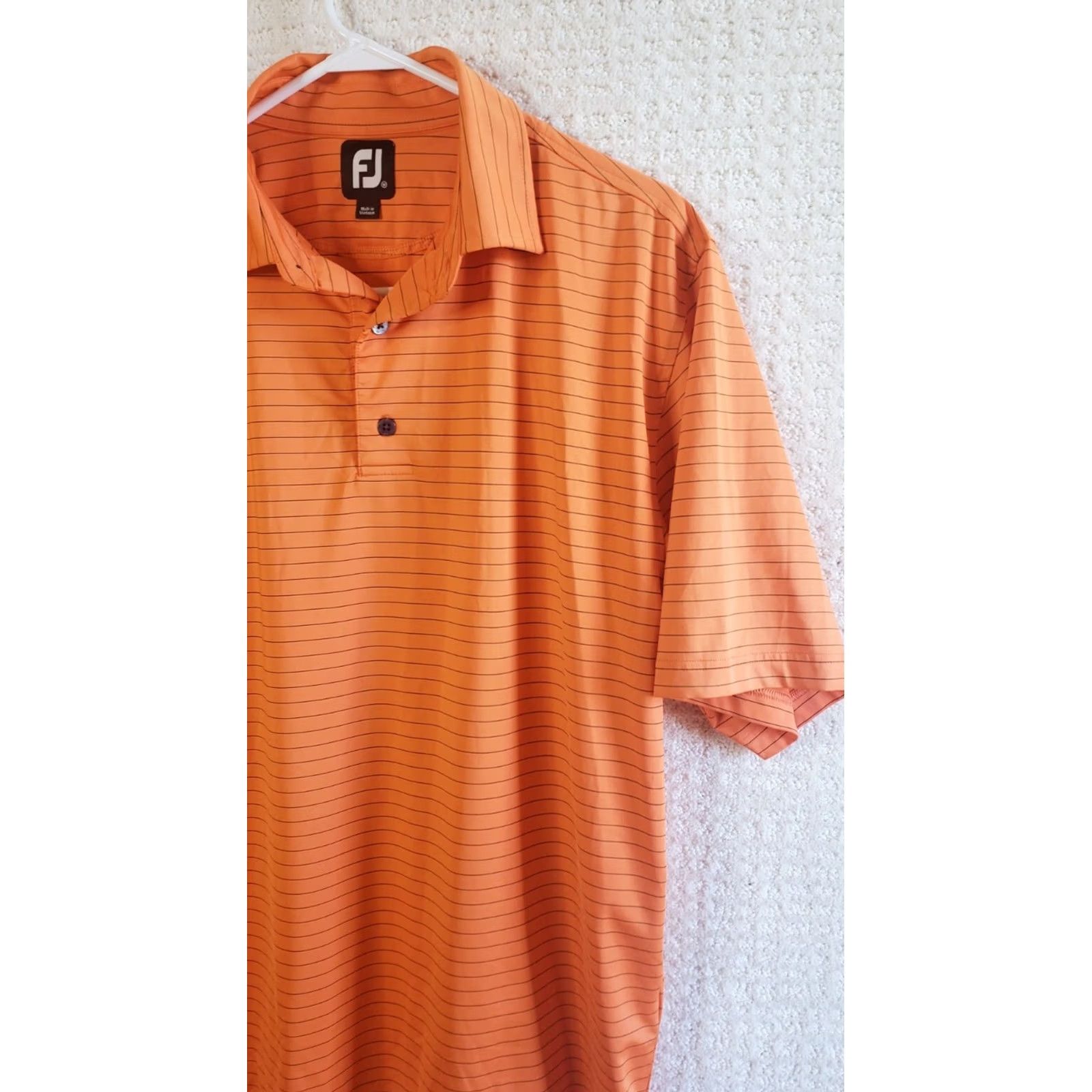 Footjoy FootJoy Polo Shirt Mens Medium Orange Black Striped Golfing Outdoor FJ Back Logo Casual Golf Apparel Size US M / EU 48-50 / 2 - 3 Thumbnail