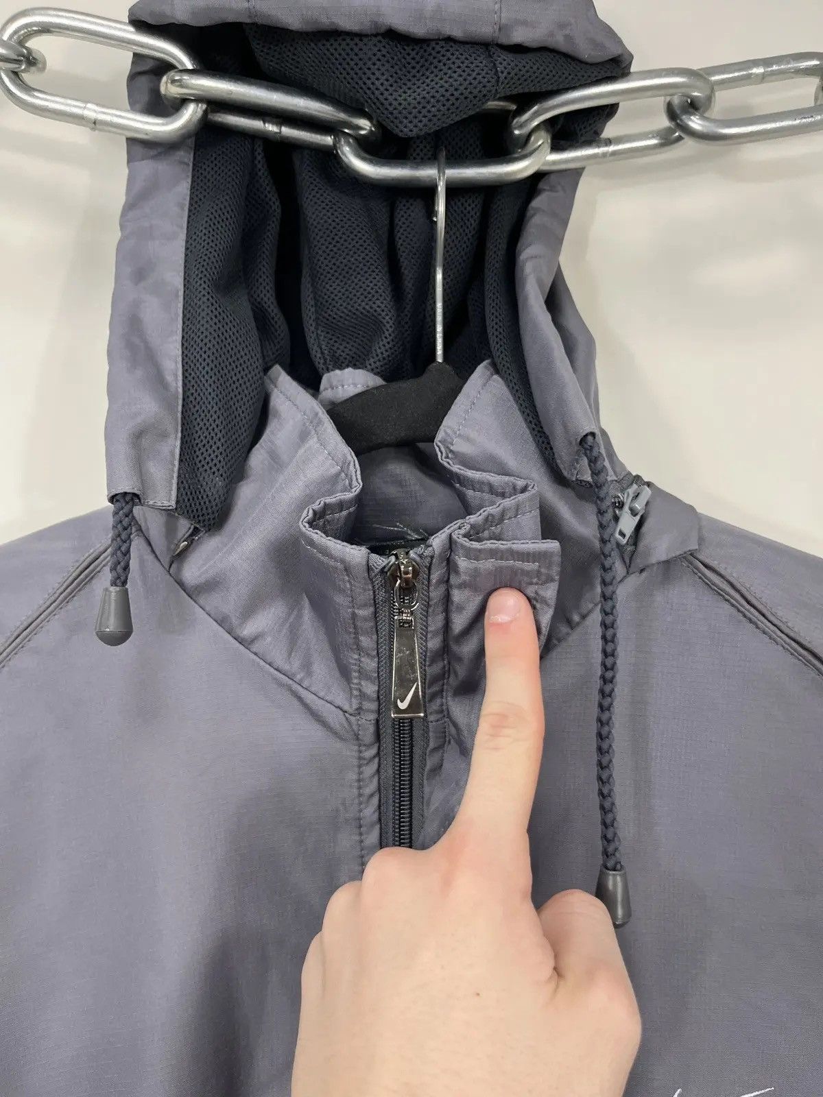 Nike × Vintage Vintage Nike Y2K Drill Retro Hype Hooded Windbreaker Jacket Size US XL / EU 56 / 4 - 8 Thumbnail