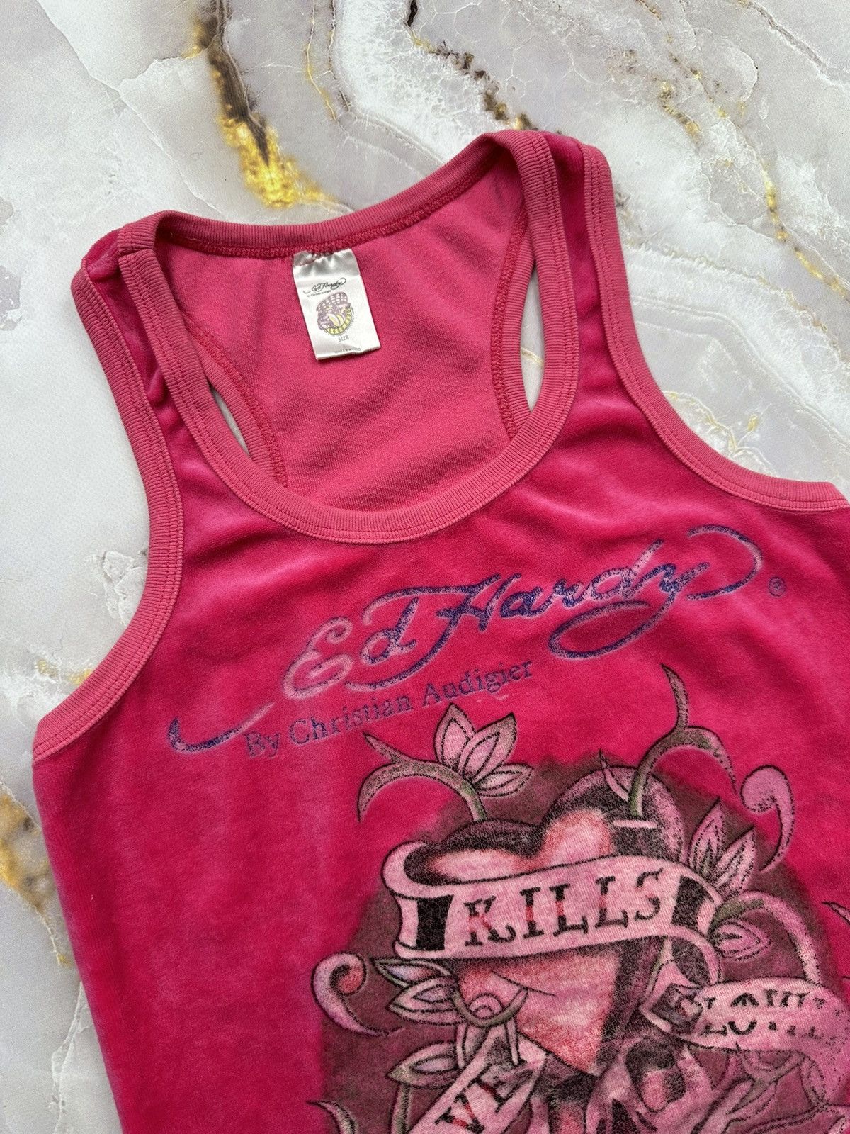 Ed Hardy Ed Hardy Velour Tank Top Size XS / US 0-2 / IT 36-38 - 3 Thumbnail