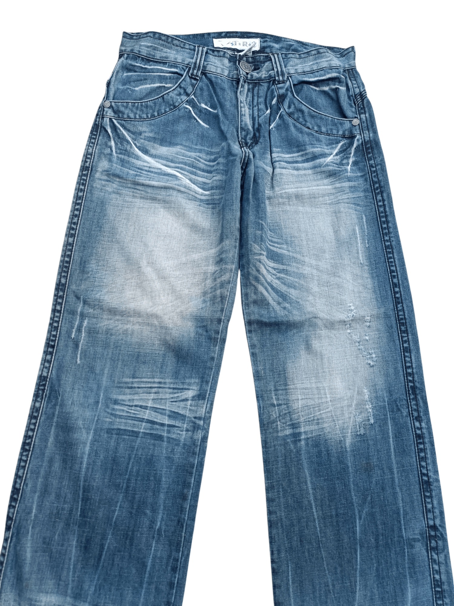 Japanese Brand BAGGY JAPANESE BRAND TR2 WHISKERS DISTRESSED DENIM Size US 34 / EU 50 - 17 Thumbnail
