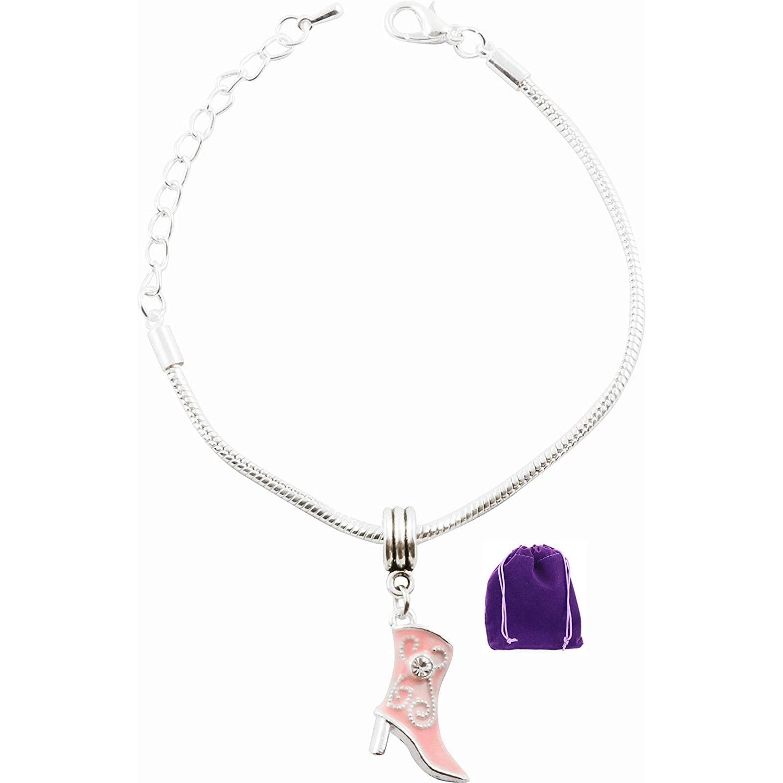 & Other Stories Pink Female Cowboy Cowgirl Boot Snake Chain Charm Bracelet Size ONE SIZE - 1 Thumbnail