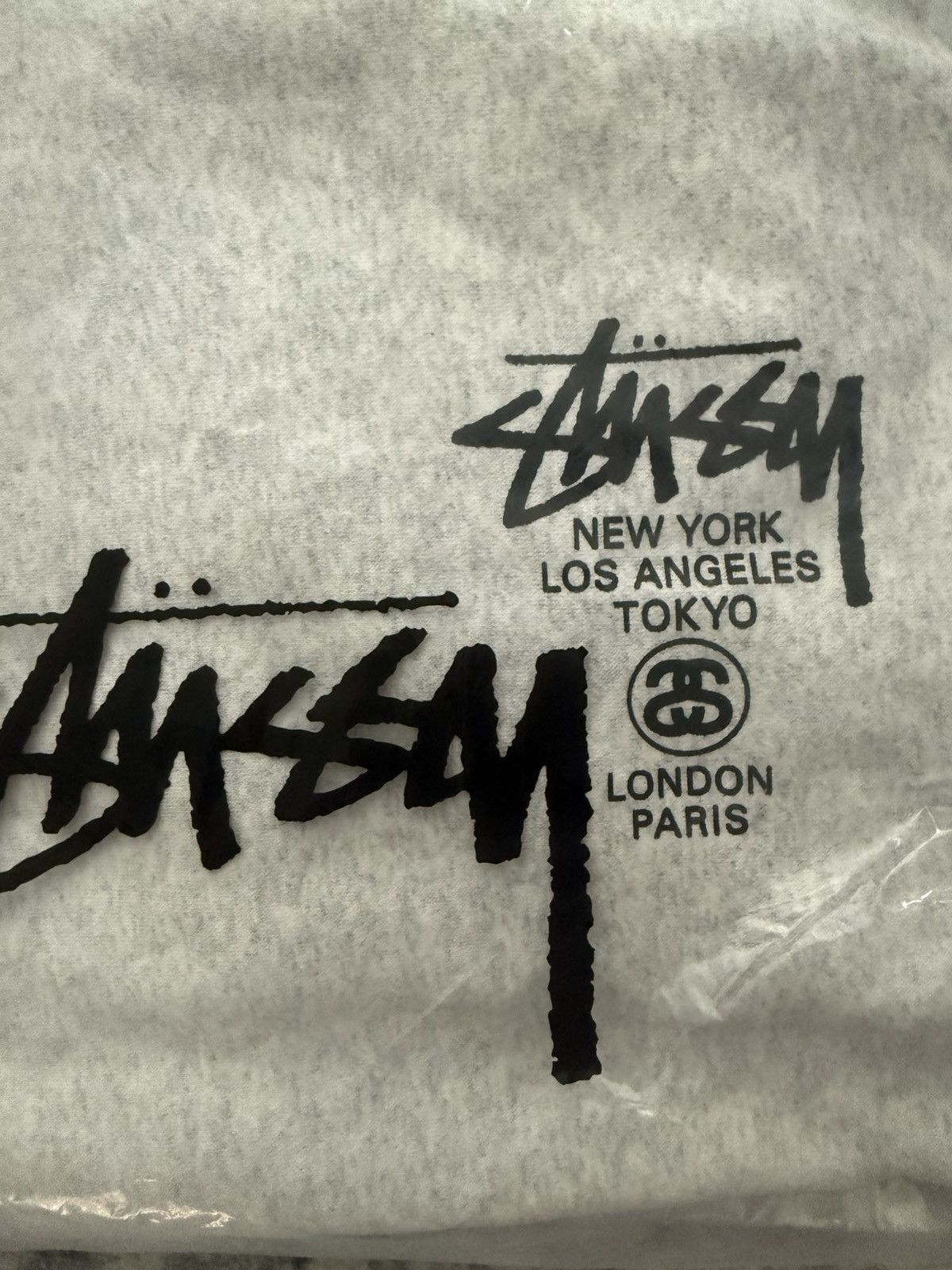 Stussy STUSSY WORLD TOUR HOODIE IN ASH HEATHER SIZE MEDIUM Size US M / EU 48-50 / 2 - 5 Thumbnail