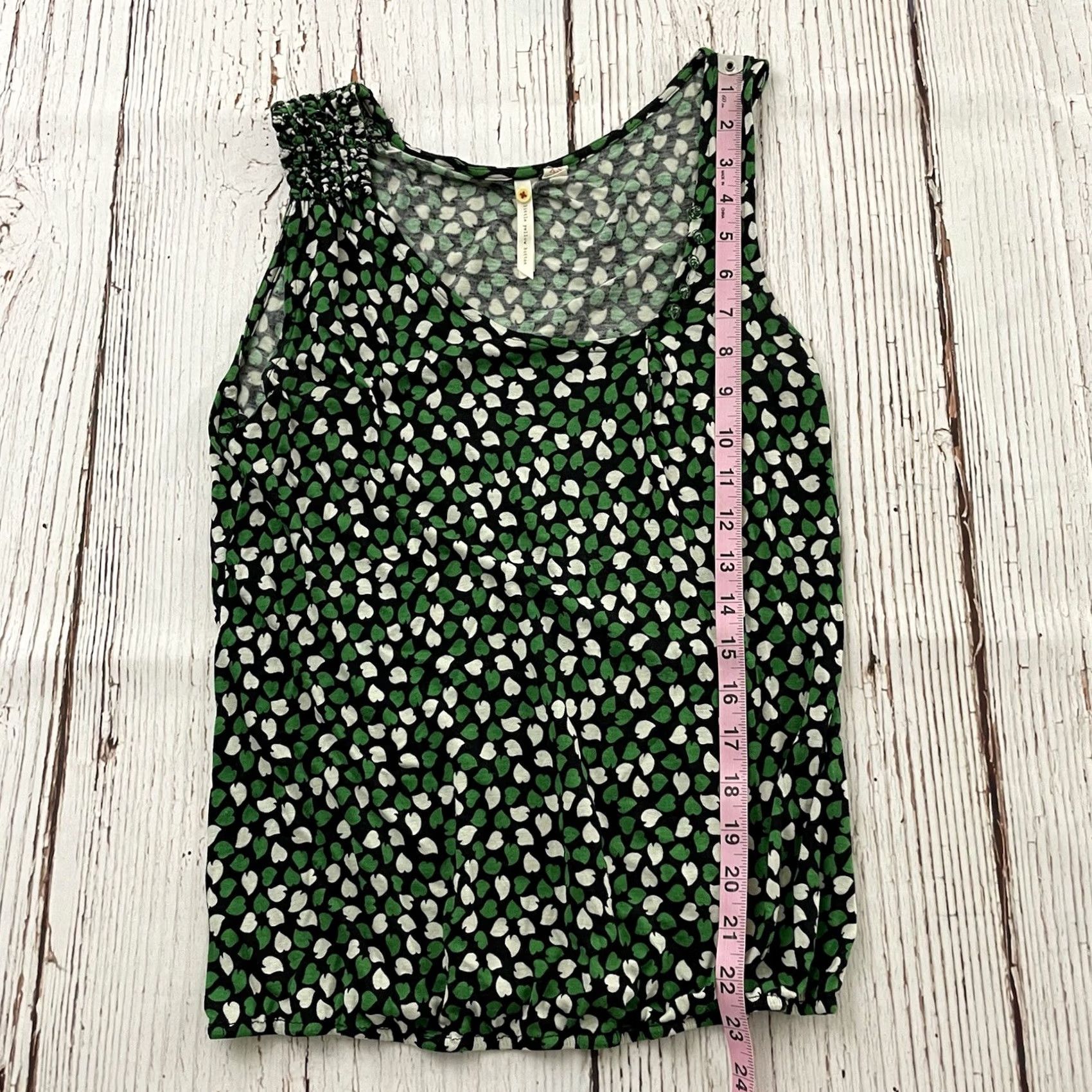 Anthropologie VINTAGE Little Yellow Button Tank Shirt Womens XS Green Short Sleeve Sleeveless Top Size XS / US 0-2 / IT 36-38 - 4 Thumbnail