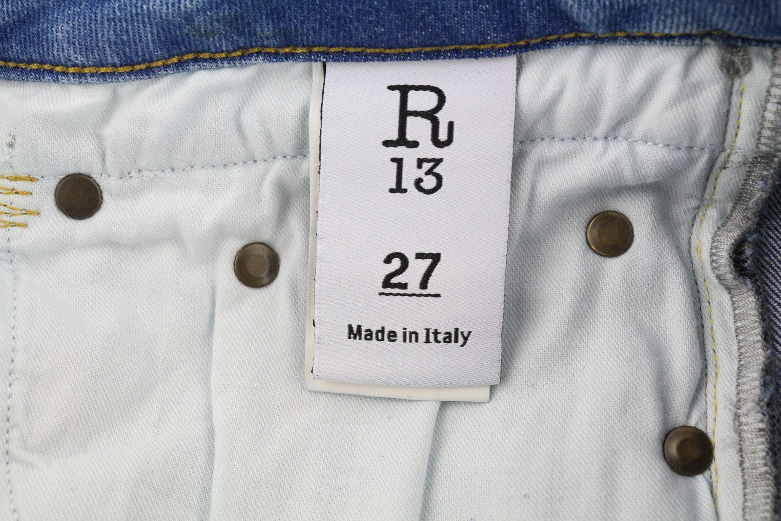 R13 BOY 27 Blue Jasper Stretch Washed Distress Zip Jeans 83158 Size 27" / US 4 / IT 40 - 7 Thumbnail