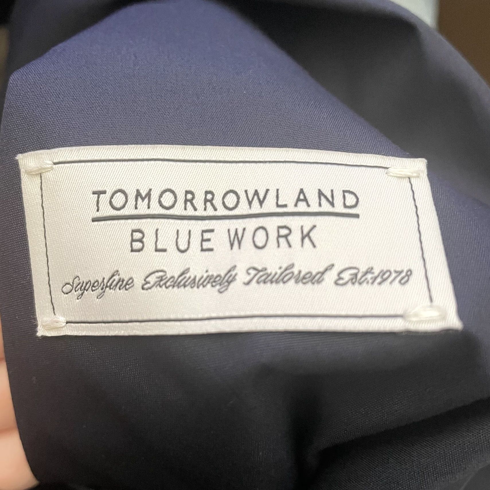 Vintage VINTAGE Tomorrowland Men's Blazer Sport Coat Jacket Single-Breasted Size Small Navy Blue Cotton Modern Mens Size 36R - 6 Thumbnail