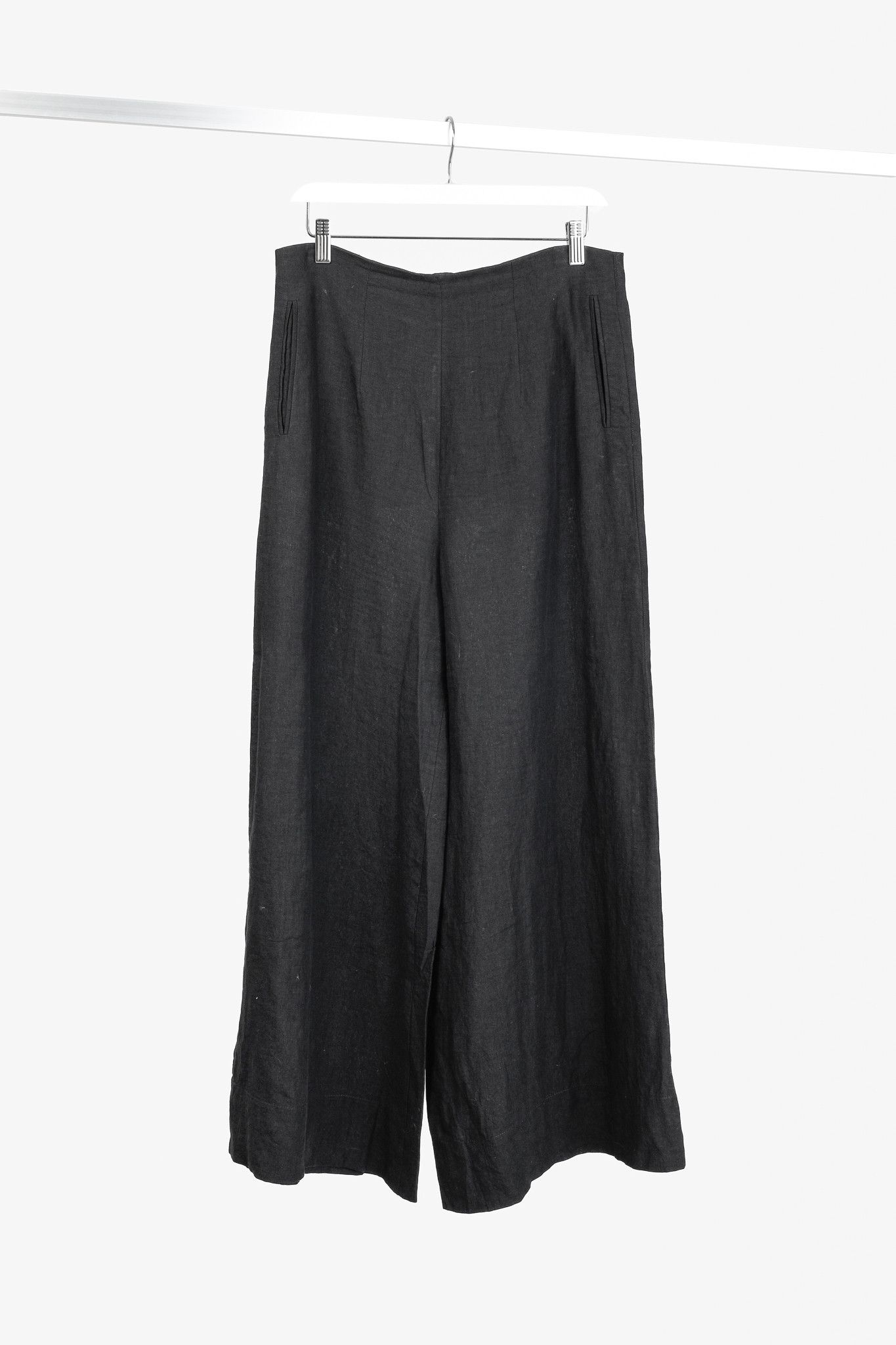 Other Anett Rostel Black Linen Wide-Leg Pants Size 32" / US 10 / IT 46 - 1 Thumbnail