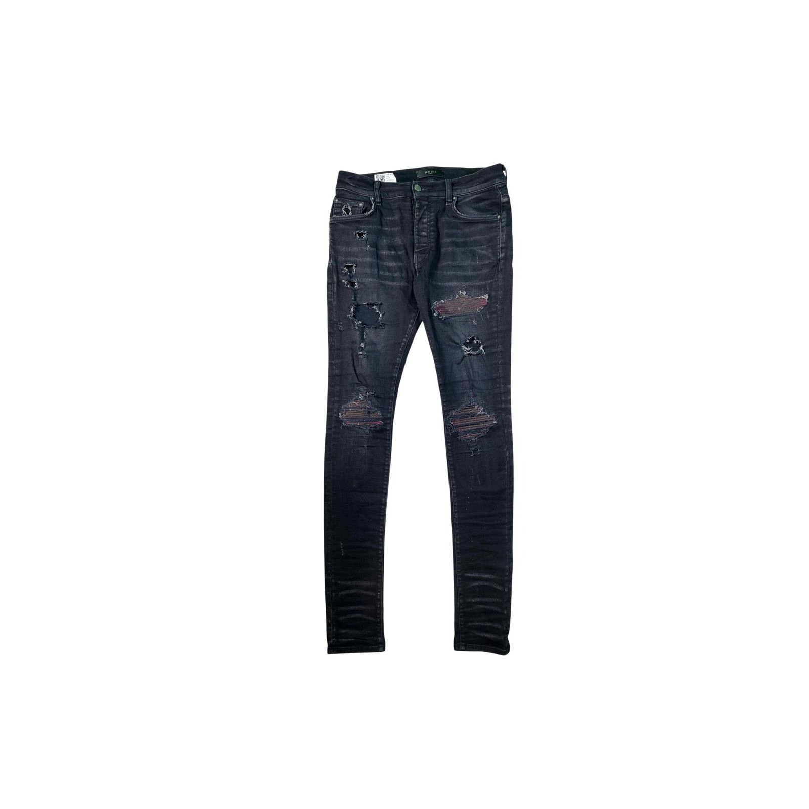 Amiri Amiri "MX1 Crackle" Black & Pink Jeans Size US 29 - 1 Thumbnail