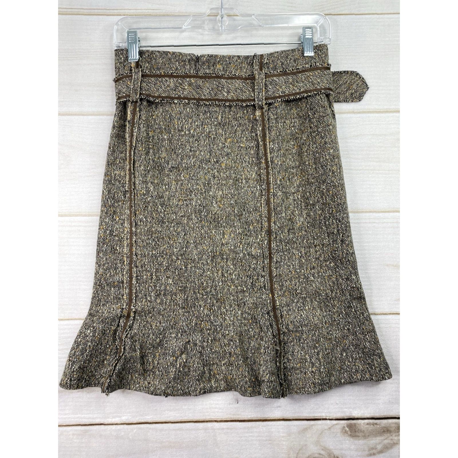 Vintage VINTAGE Serena Kay Paris Wool Skirt Sz 38 Brown Tweed Belted Made in France Women Size 28" / US 6 / IT 42 - 7 Thumbnail