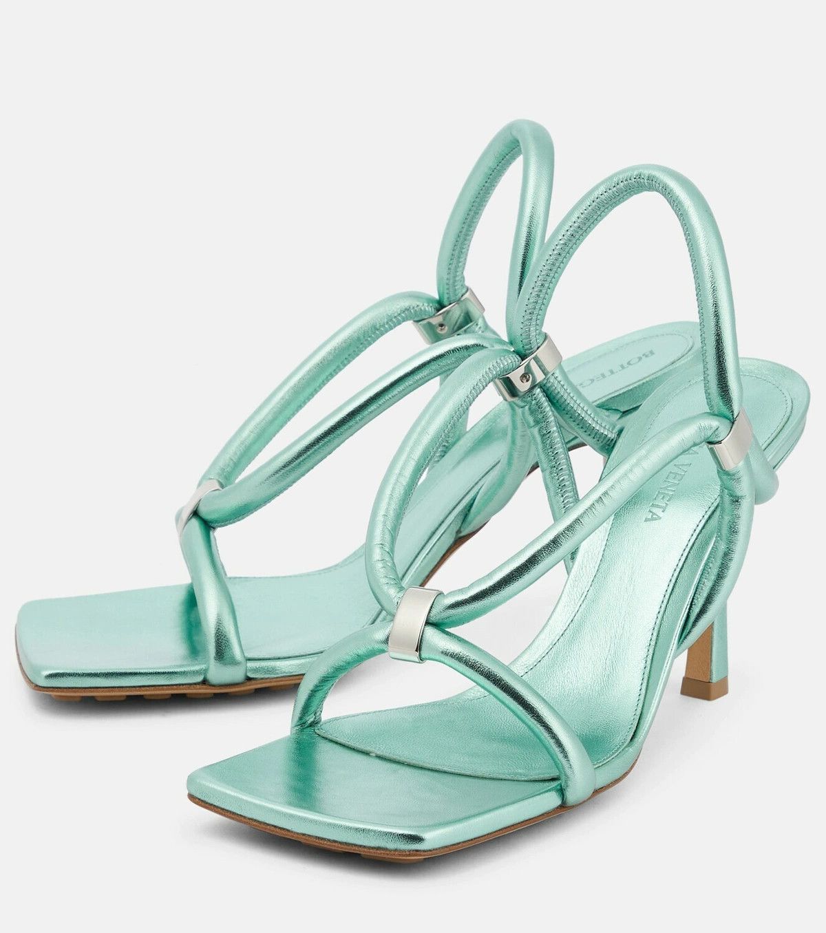 Bottega Veneta o1y0725 Leather Ankle Strap Sandals in Sky Blue Size US 8 / IT 38 - 2 Thumbnail