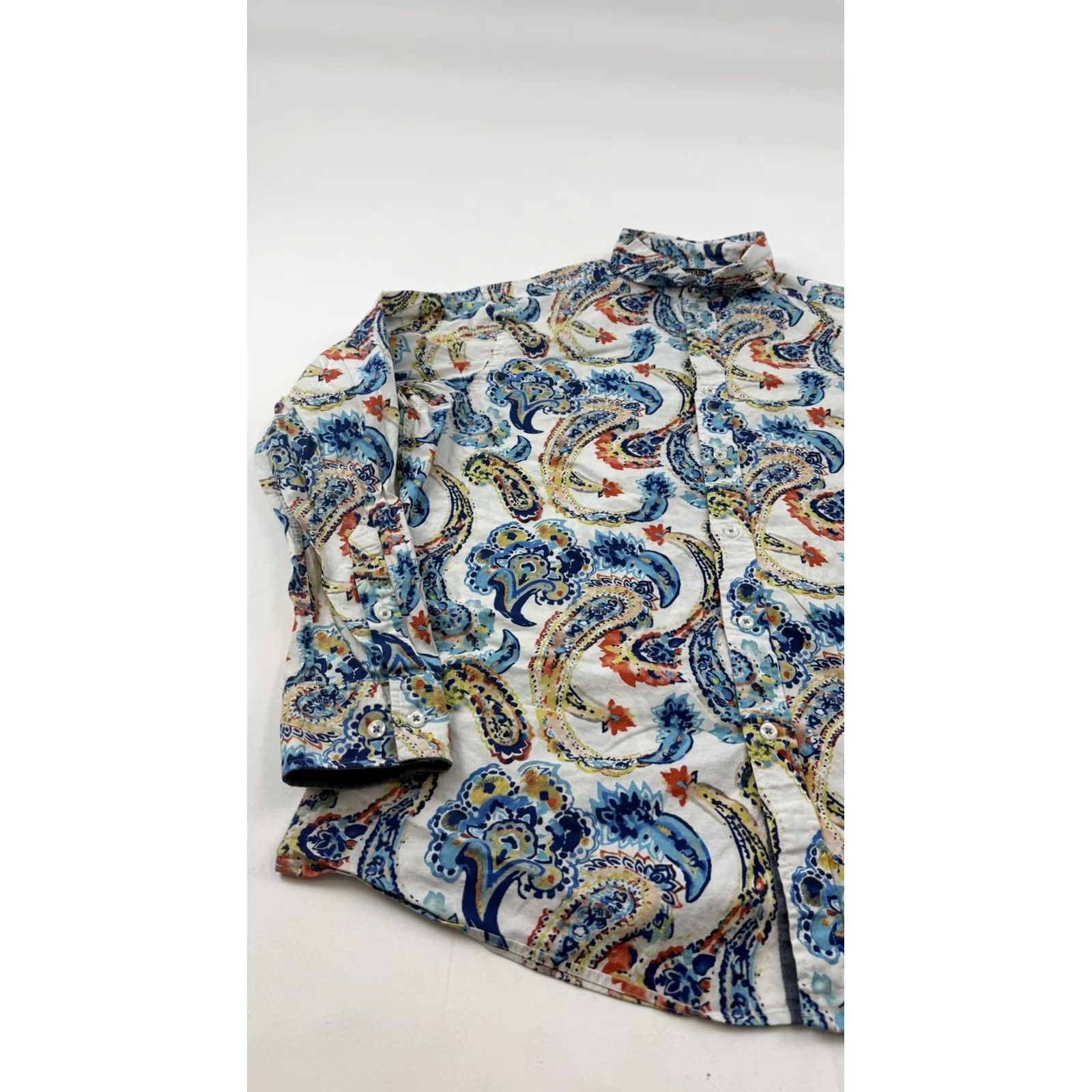 Cremieux Cremieux Shirt Mens Large White Blue Paisley Print Long Sleeve Stretch Cotton Size US L / EU 52-54 / 3 - 2 Thumbnail