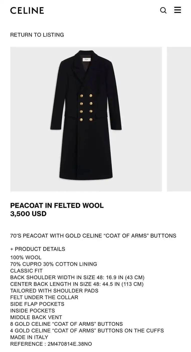 Celine CELINE BY HEDI SLIMANE FW20 COAT OF ARMS IN WOOL FELT Size US L / EU 52-54 / 3 - 15 Thumbnail
