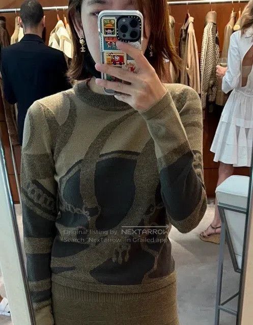 Hermes Hermes Dark brown pattern intarsia cashmere round neck lon Size XS / US 0-2 / IT 36-38 - 8 Thumbnail