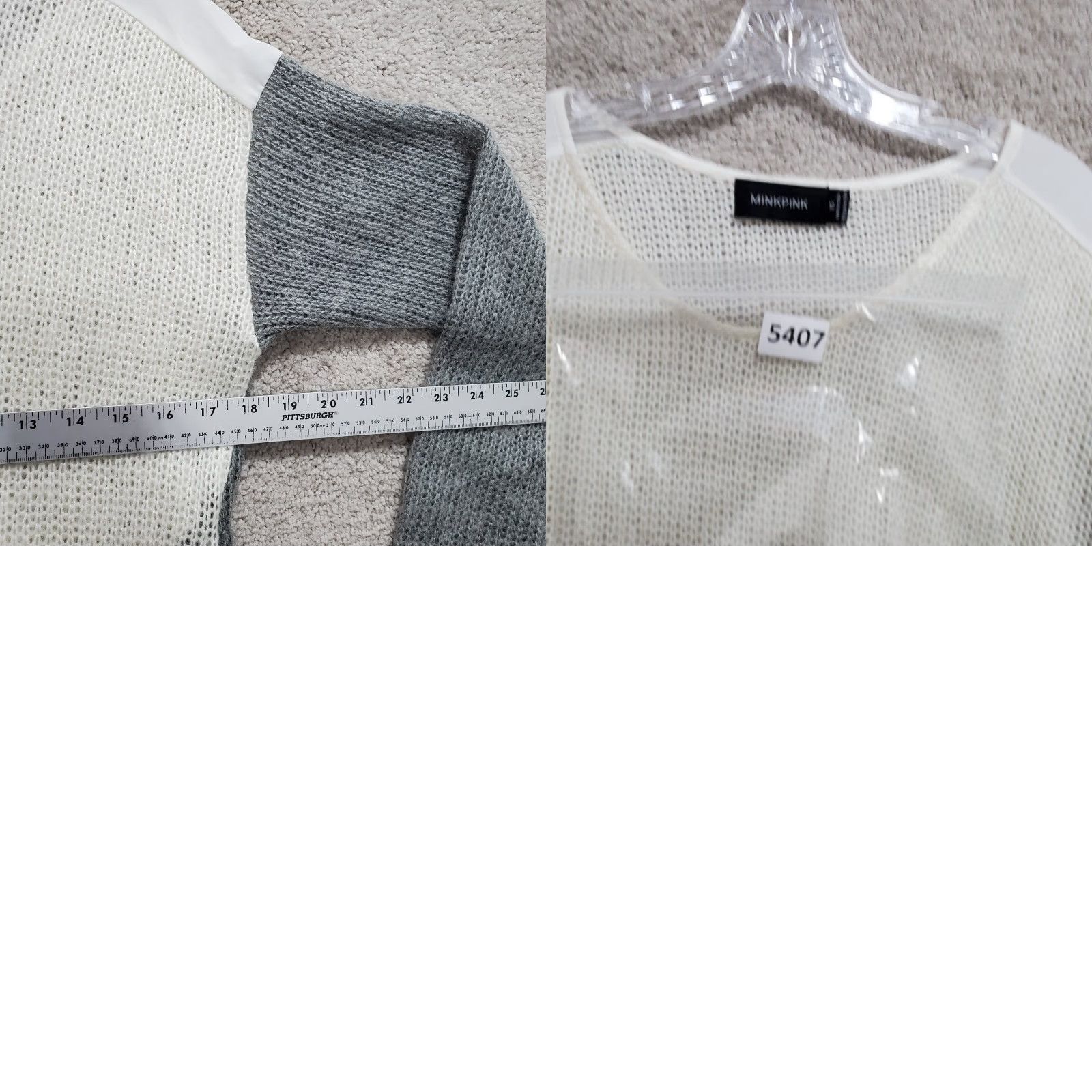 MINKPINK Minkpink Sweater Women's XS Gray White Open Knit Round Neck Long Sleeve Pullover Size XS / US 0-2 / IT 36-38 - 9 Thumbnail