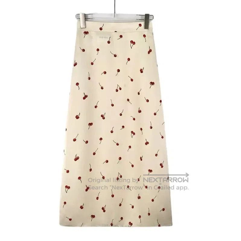Miu Miu Miu Miu Beige Cherry Print Midi Skirt . Size 22" - 1 Thumbnail