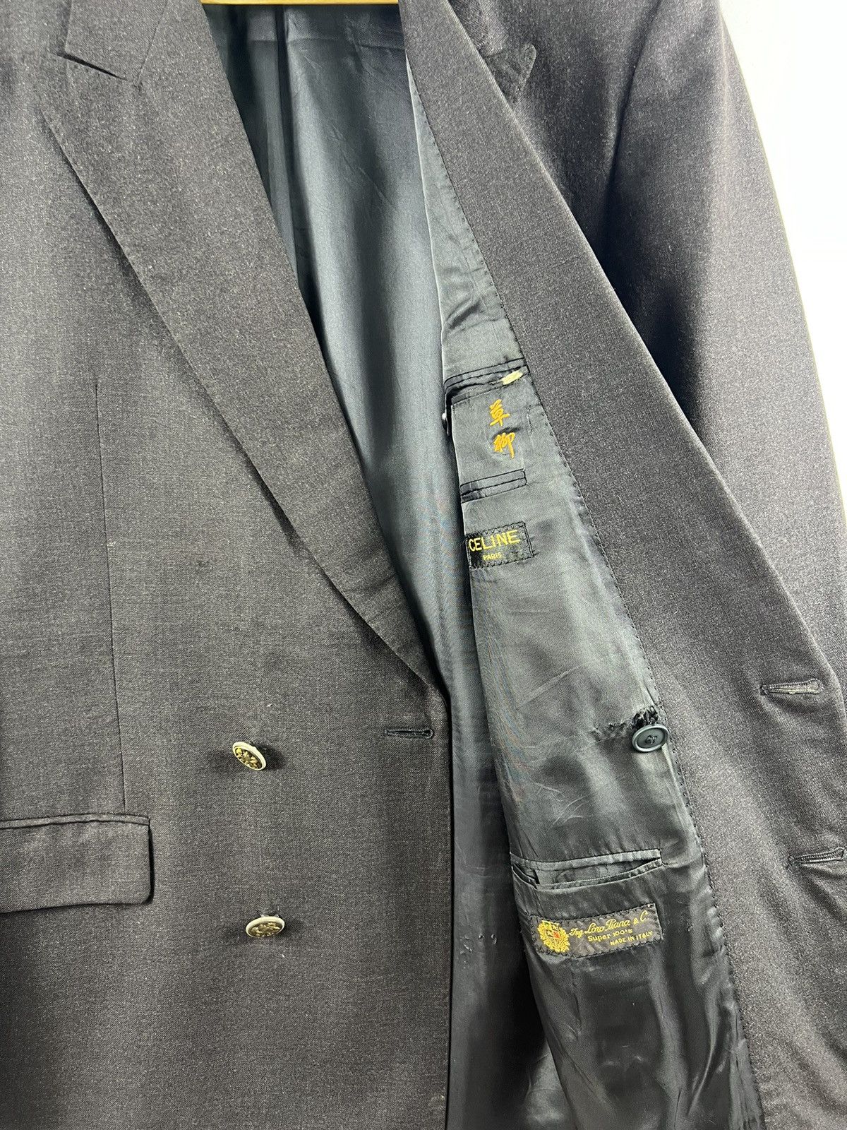 Celine 🔥 Vtg Tailoring French CELINE LORO PIANA Golden Button Size 52S - 9 Thumbnail