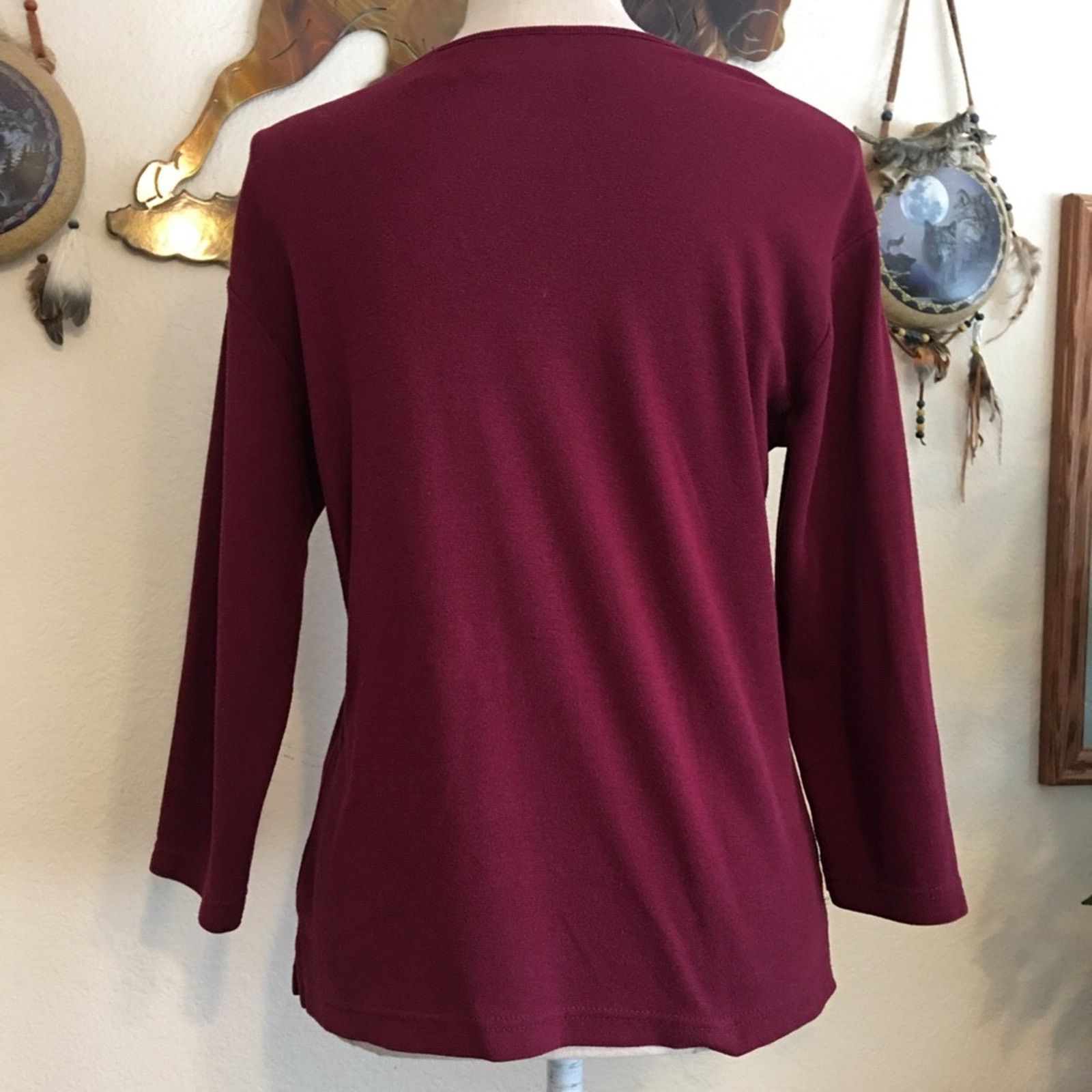 Vintage Vintage 90s Fashion Bug burgundy scoop neck top Size S / US 4 / IT 40 - 3 Thumbnail