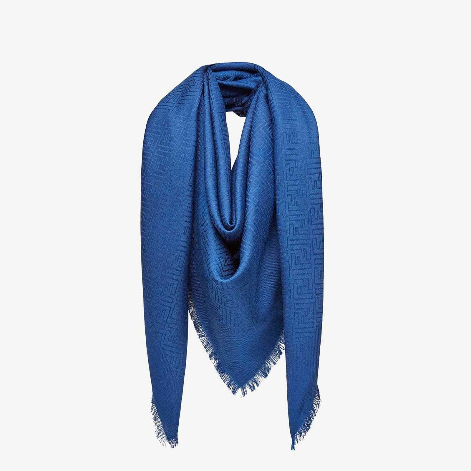 Fendi Fendi Logo Jacquard Silk Wool Fringe Hem Wrap Shawl Scarf Size ONE SIZE - 1 Thumbnail