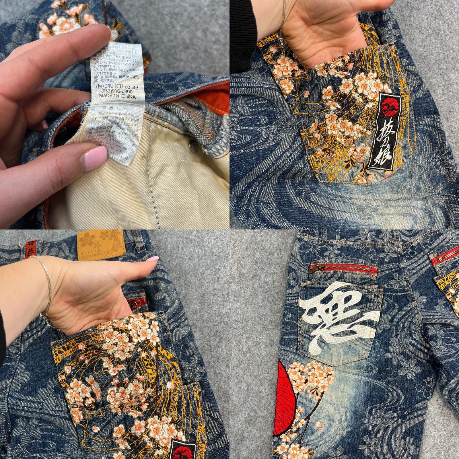 Vintage Devine Retribution Capri Jeans W30 UK 10 Blue Batou Musume Japanese Applique Jeans Capri Vintage Womens W30 10 Blue Size 30" / US 8 / IT 44 - 9 Thumbnail
