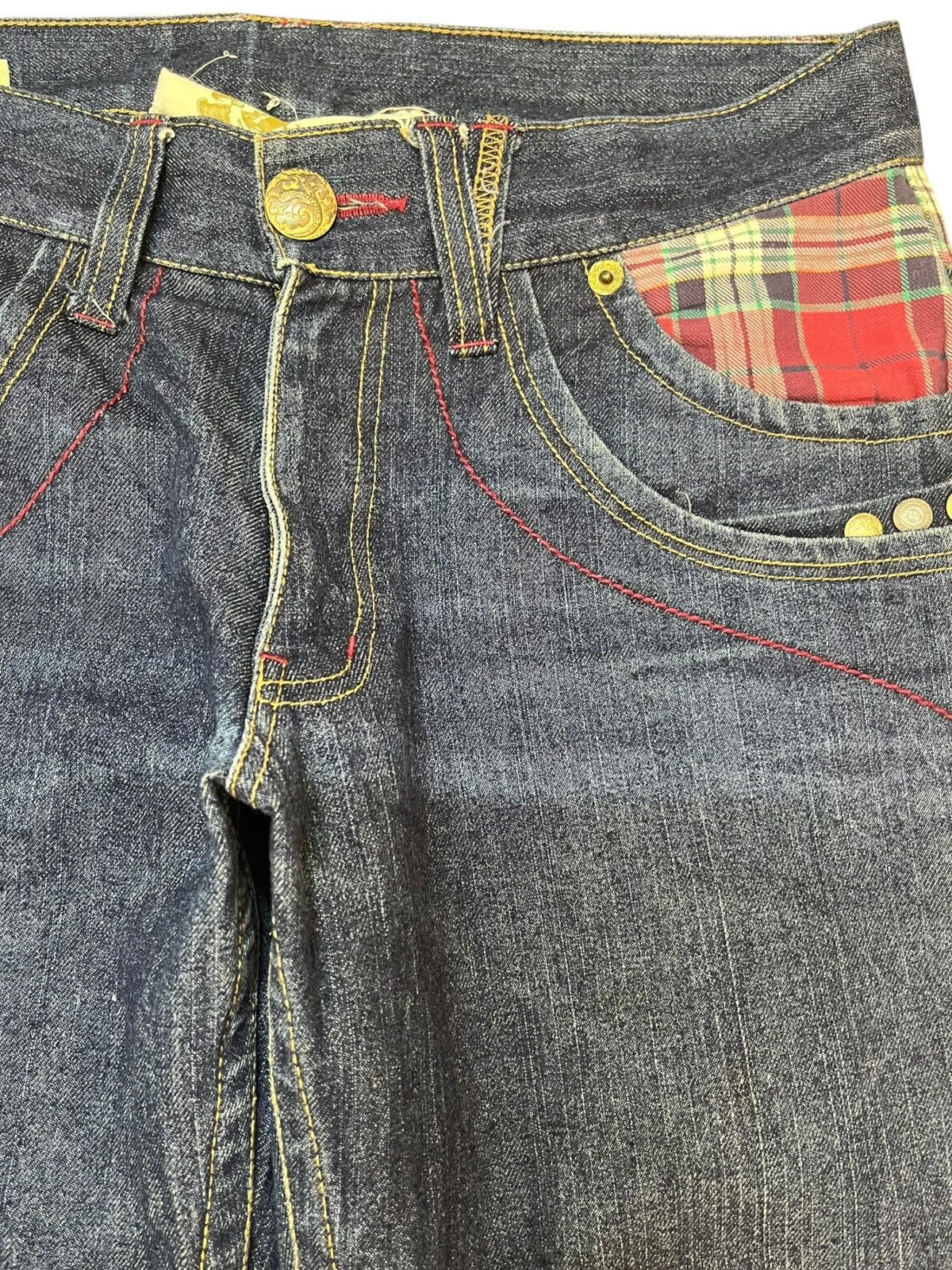 Japanese Brand Vintage Oilcake Unique Design Back Pocket Denim Size US 33 - 4 Thumbnail