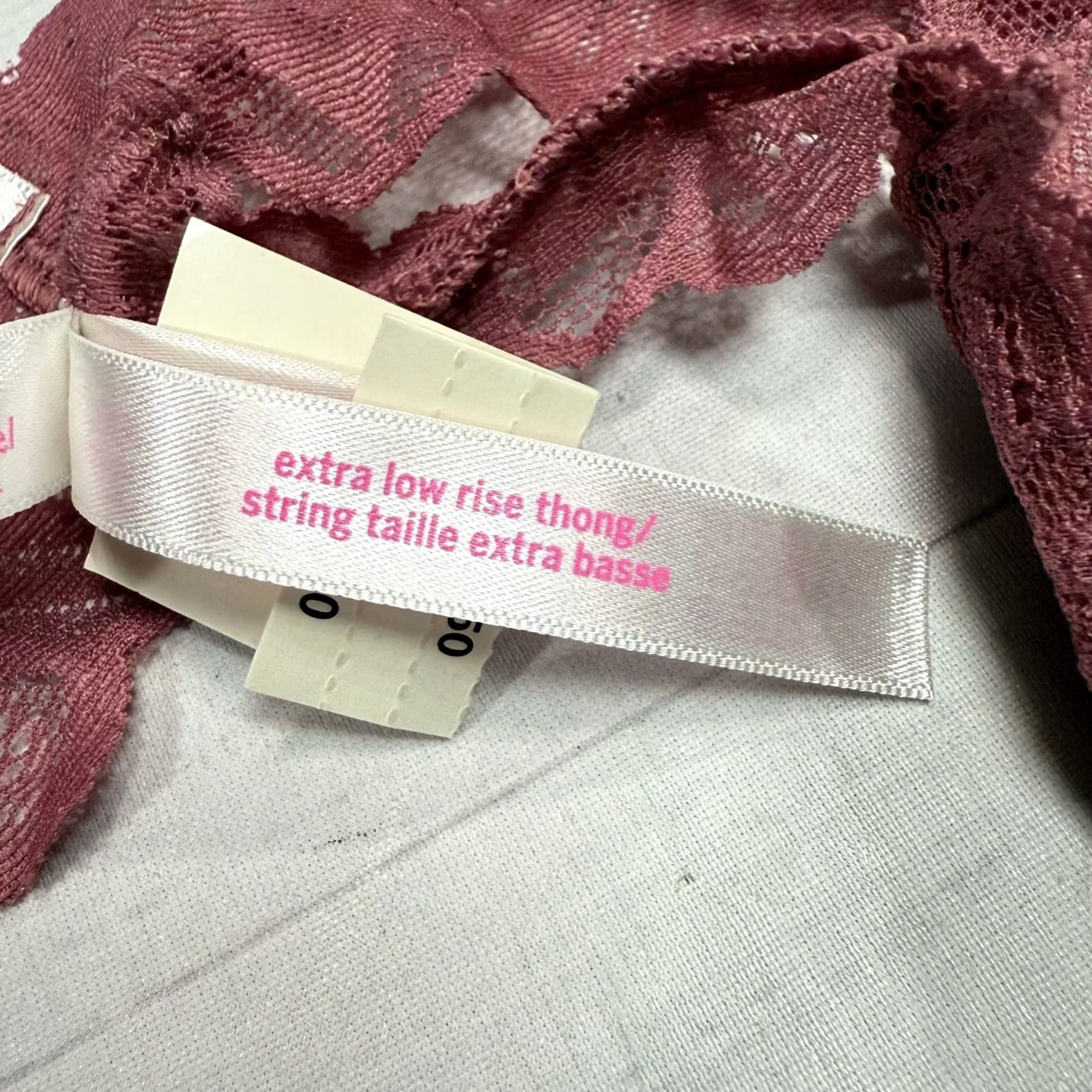 Victoria's Secret PINK Victoria's Secret Extra Low Rise Thong Panty Burgundy Lace XS NWT Size 26" / US 2 / IT 38 - 5 Thumbnail