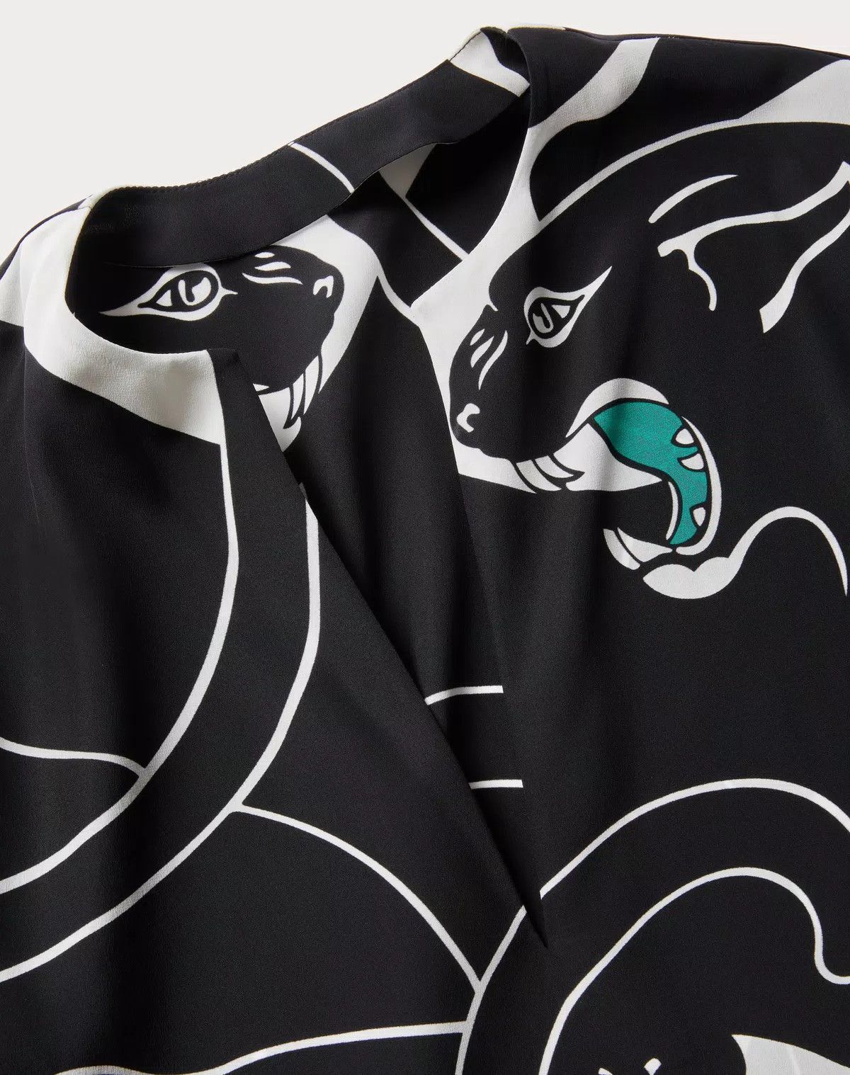 Valentino o1s1wg110625 Crepe De Chine Panther Dress in Black Size S / US 4 / IT 40 - 4 Thumbnail