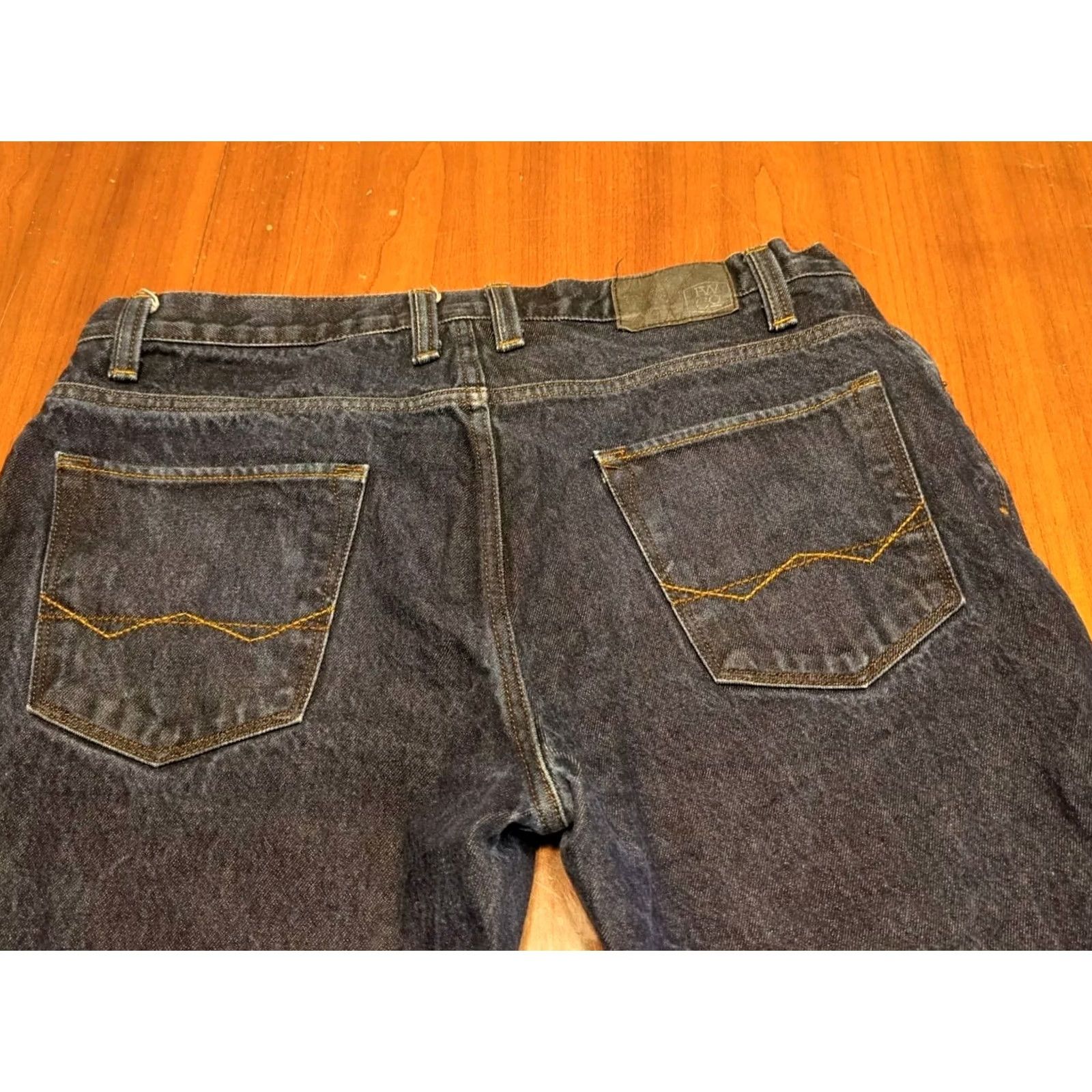 Vintage Free World Jeans Straight Men 36 X 32 Blue Regular Stretch 2014 Tapered? Size US 36 / EU 52 - 4 Thumbnail
