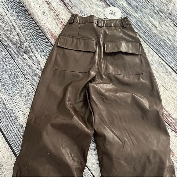 PRINCESS POLLY NWT Princess Polly ORNELLA FAUX LEATHER PANTS BROWN Size 26" / US 2 / IT 38 - 9 Thumbnail