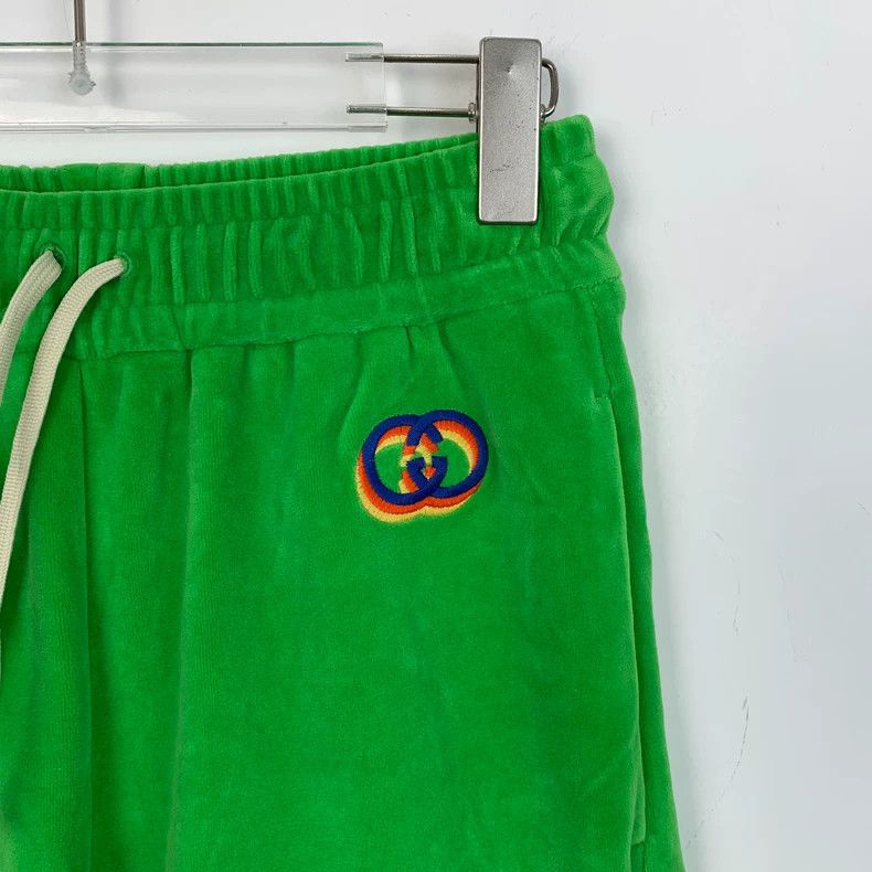 Gucci Gucci Size XS Green logo embroidered cotton velvet drawstr Size US 30 / EU 46 - 3 Thumbnail