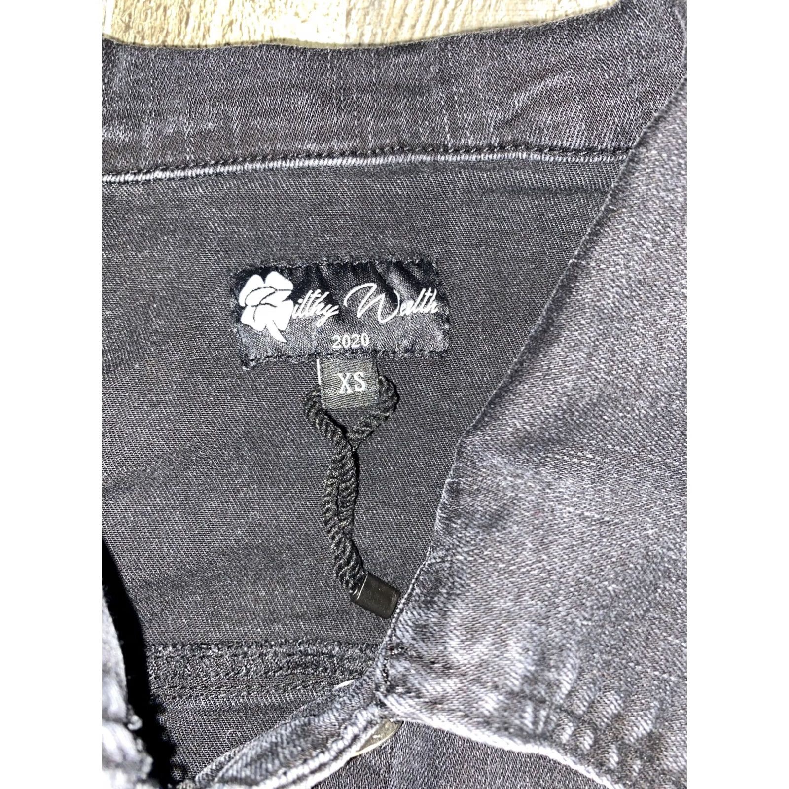 Vintage FILTHY WEALTH CLOTHING Women ORIGINAL SPLIT Denim Jacket XS Black Basic Jacket Denim Jacket Jacket Women XS Black Size XS / US 0-2 / IT 36-38 - 3 Thumbnail