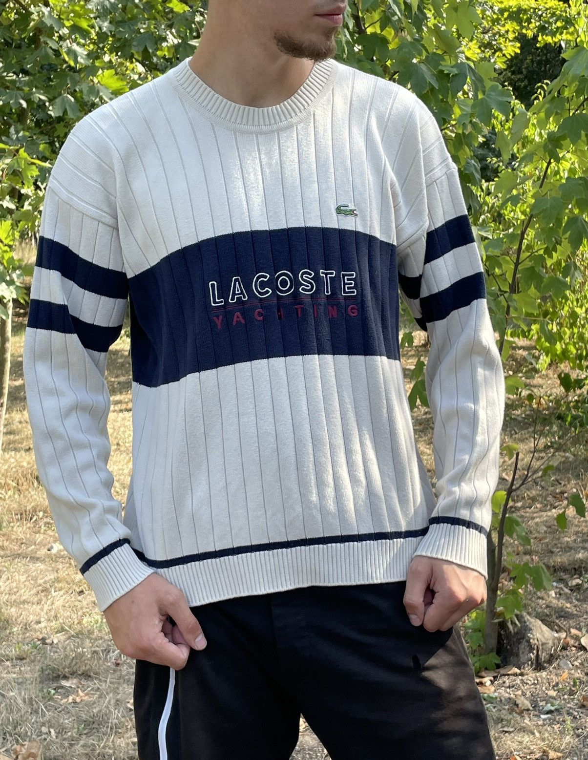 Lacoste Vintage LACOSTE Sweater lacoste yachting pullover rare Size US L / EU 52-54 / 3 - 1 Thumbnail