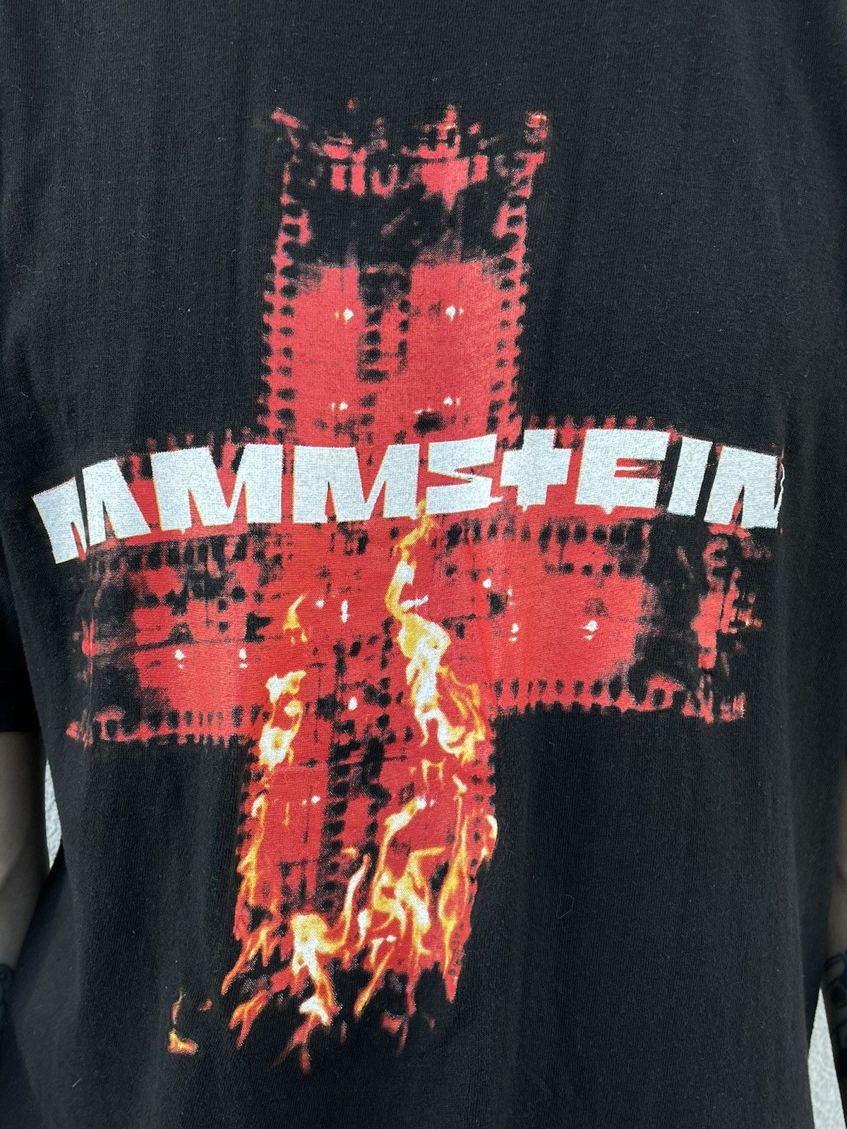 Band Tees × Vintage 00s Vintage Rammstein Flame Logo T-Shirt In Black Size US L / EU 52-54 / 3 - 1 Thumbnail