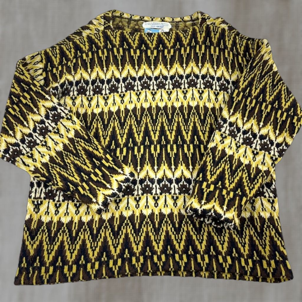 Vintage VINTAGE Meergans German Wool Sweater Men XL Yellow Geometric Pullover All Seasons Size US XL / EU 56 / 4 - 1 Thumbnail