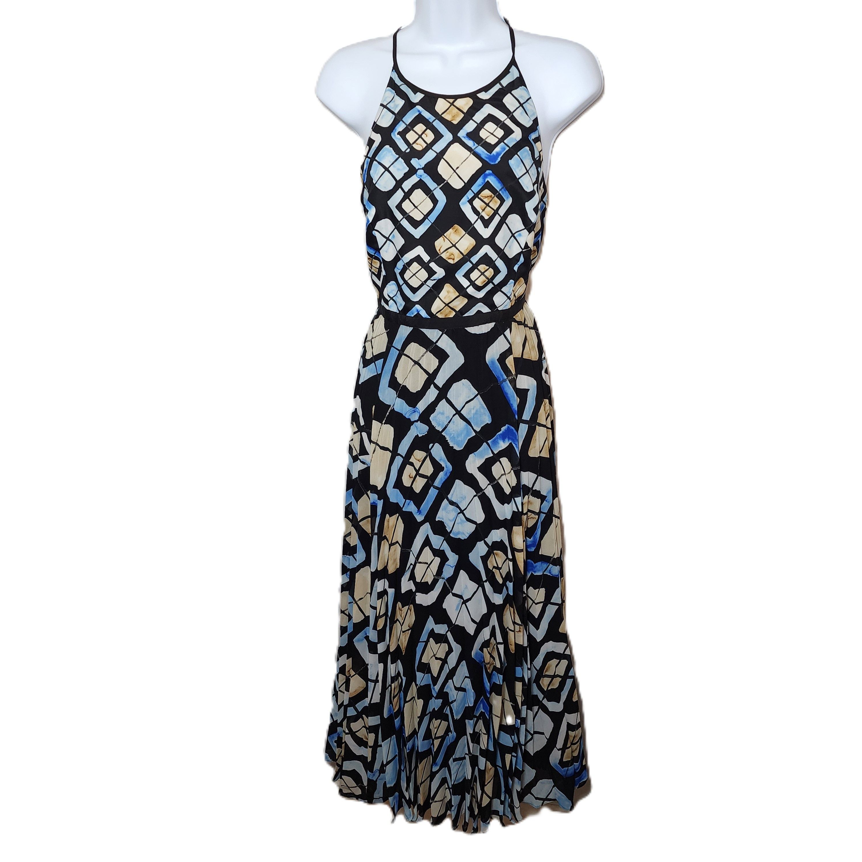 Sachin & Babi Halter Maxi Fit & Flare Black Tan Blue Evening Dress Size M / US 6-8 / IT 42-44 - 8 Thumbnail