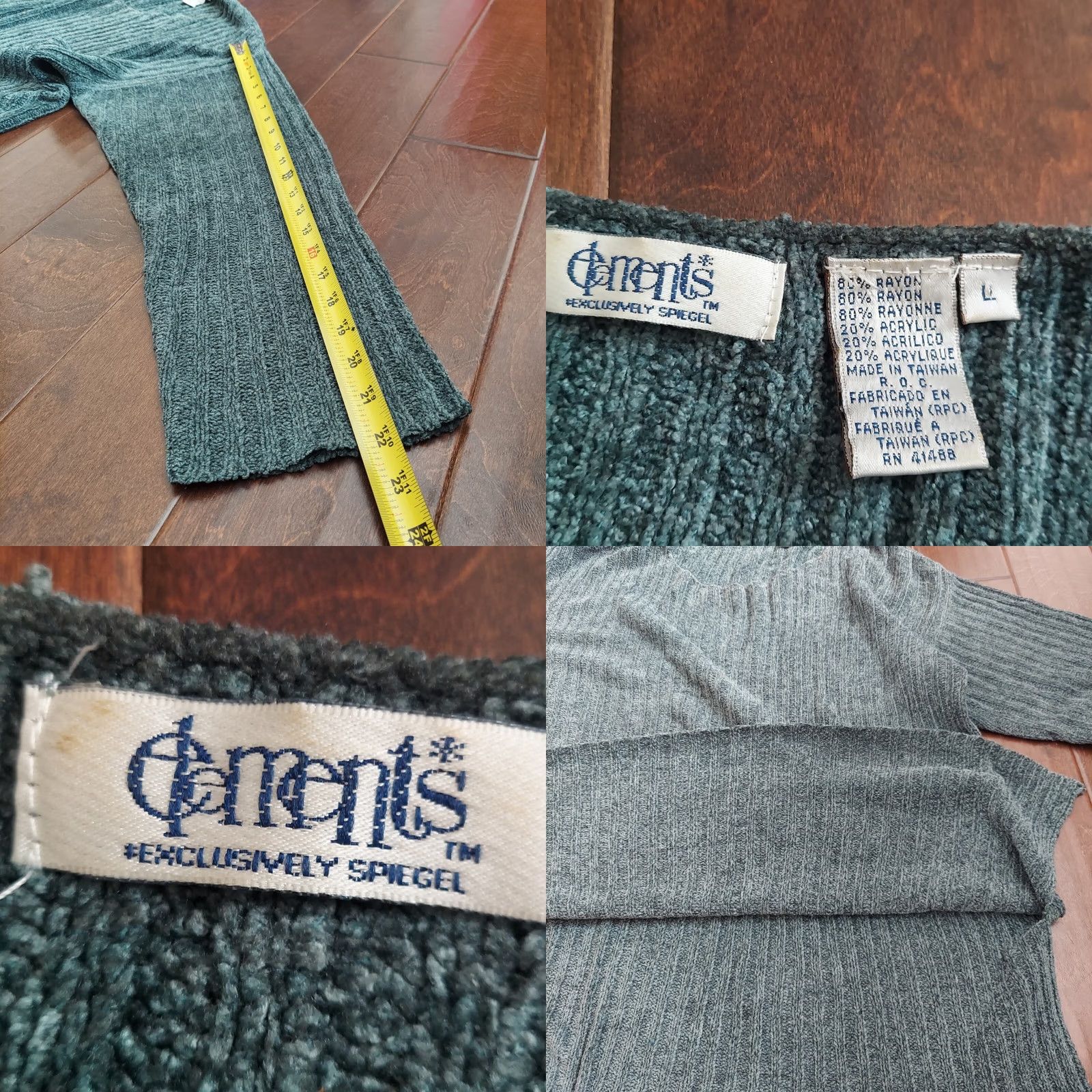 Vintage Spiegel Elements Exclusively Women's Green Long Sleeve Knit Sweater - L, Pullover, Regular Fit, Breathable, Rayon Acrylic, Spring Summer, Women Size L / US 10 / IT 46 - 9 Thumbnail