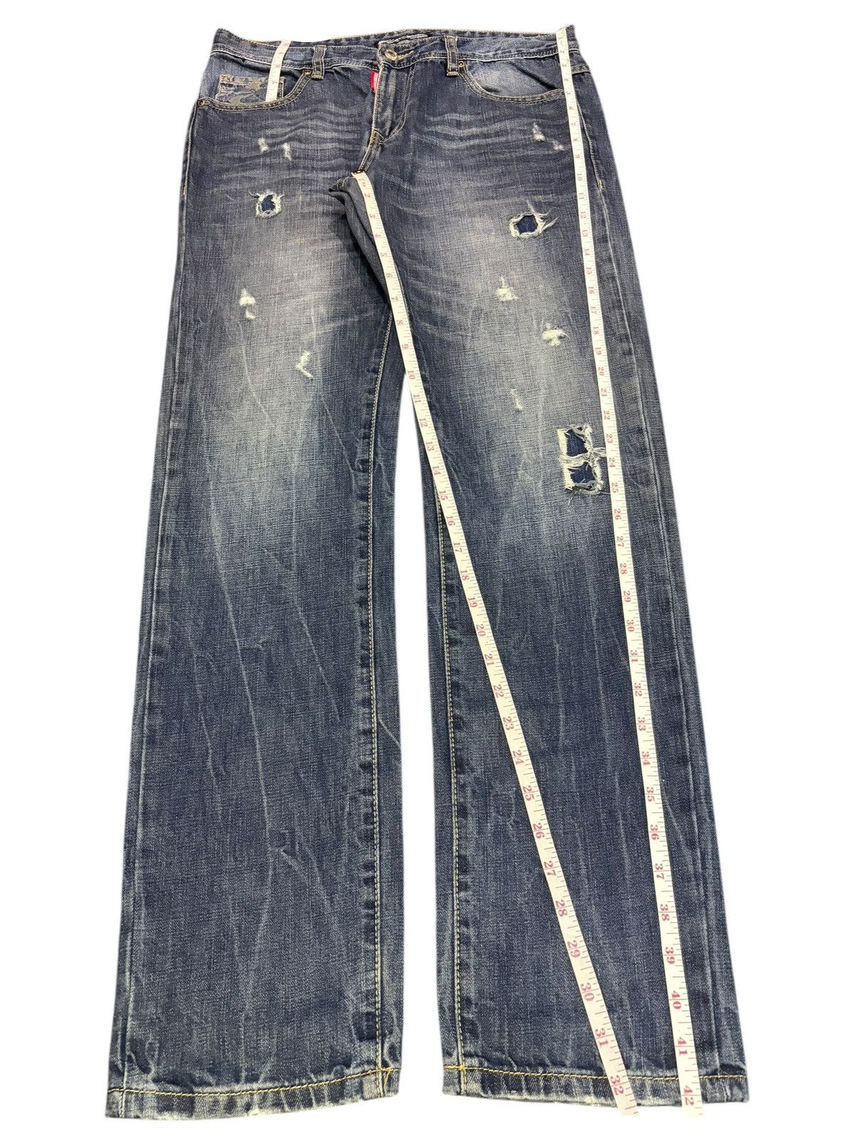 Dsquared2 Vintage Japanese Brand Faded Wash Patch Distress Jeans Size US 33 - 7 Thumbnail