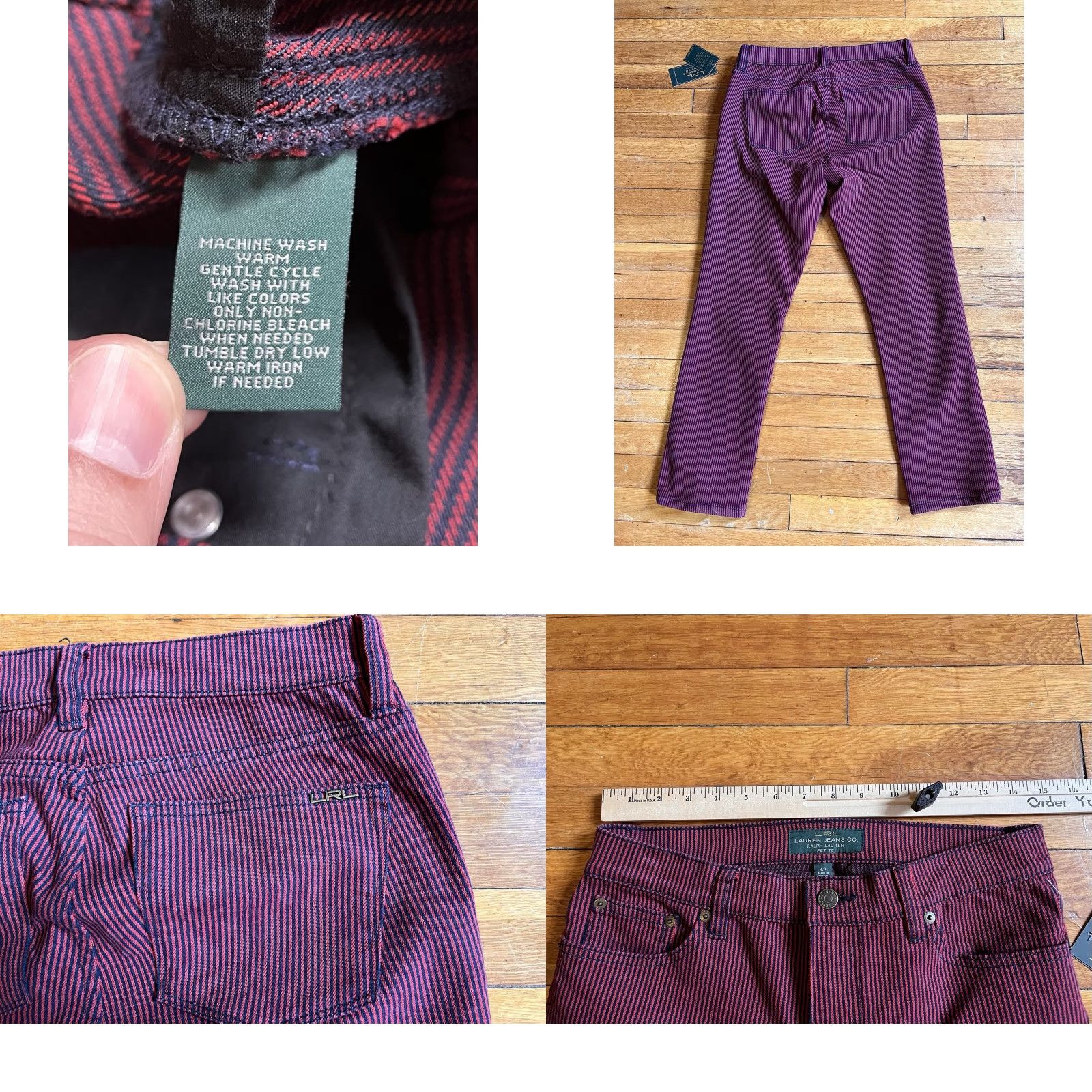 Ralph Lauren Lauren Ralph Lauren Jeans Women's Petite 6P Straight Red Indigo Pinstripe Modern Size 28" / US 6 / IT 42 - 8 Thumbnail