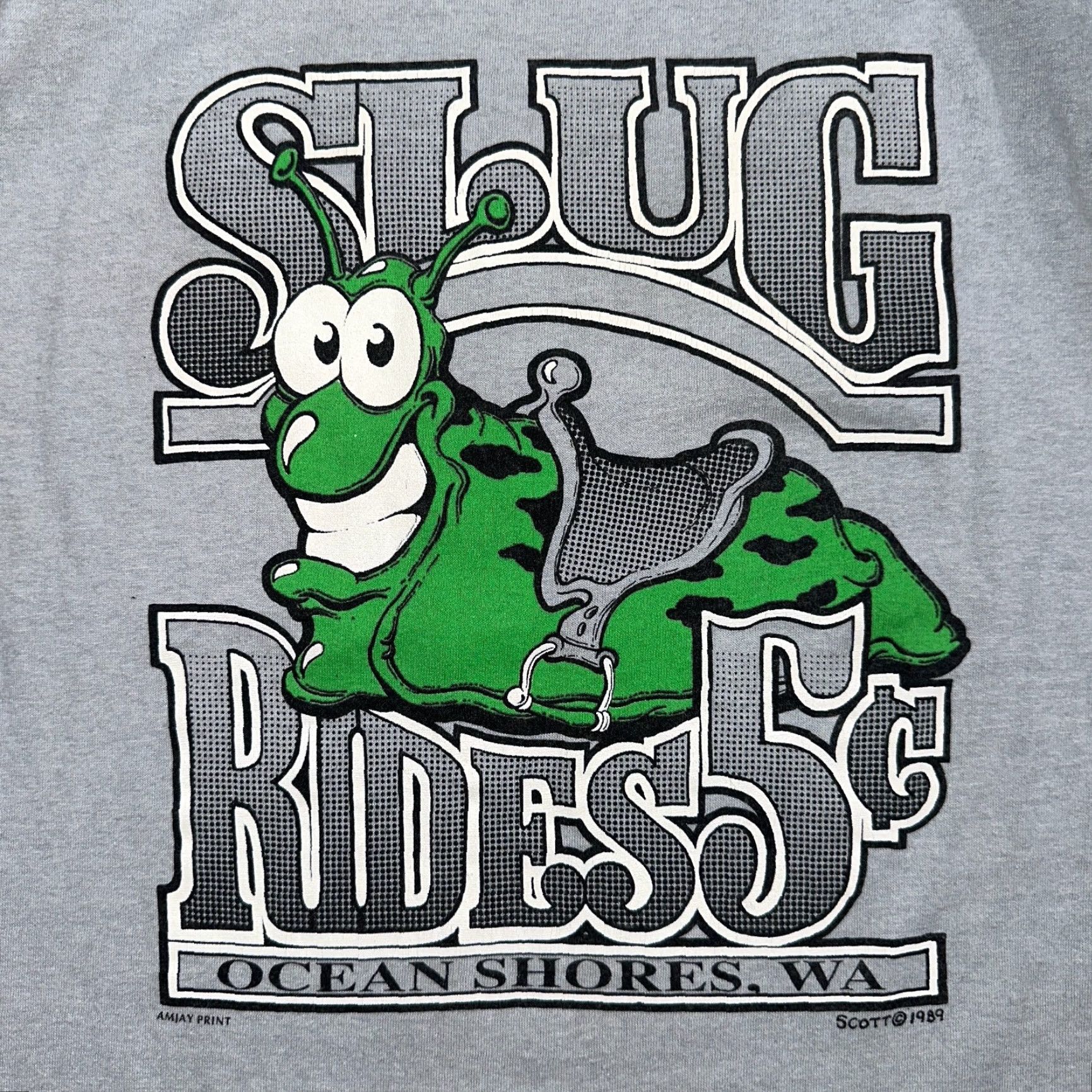TEE JAYS VINTAGE Tee Jays T Shirt Washington Slug Rides Ocean Shores Large Gray Crew Neck Short Sleeve 70s 80s 90s Mens Size US L / EU 52-54 / 3 - 2 Thumbnail