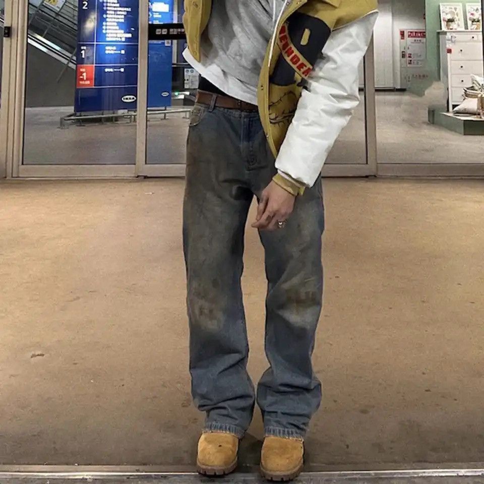 Japanese Brand × Vintage Handmade Distressed Mud Dyed Dirty Baggy Blue Jeans Size US 36 / EU 52 - 1 Thumbnail