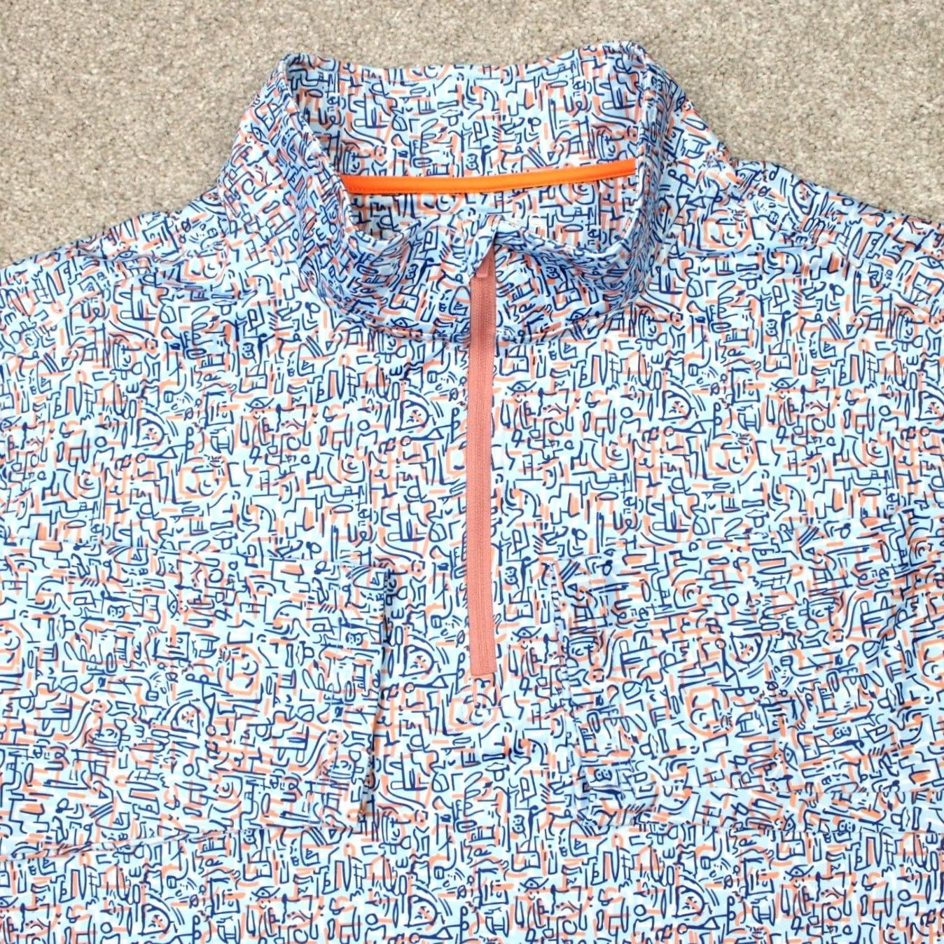 Vintage Maelreg Performance Sweatshirt Mens 2XL Blue/Orange Geometric Golf 1/4 Zip L/S Size US XXL / EU 58 / 5 - 2 Thumbnail