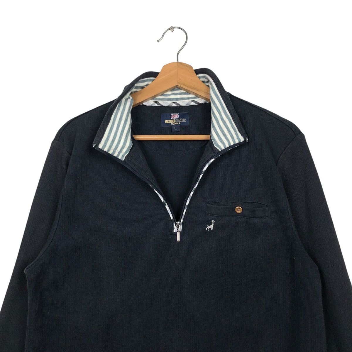 Japanese Brand × Michiko Koshino London × Vintage 📌Vintage Half Zipper Collar Sweatshirt Michiko London Jeans Size US L / EU 52-54 / 3 - 13 Thumbnail
